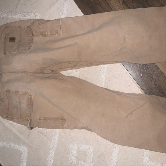 Mens carhartt classic tan distressed pants 42x 30 carpenter pants classic casual - Picture 6 of 8